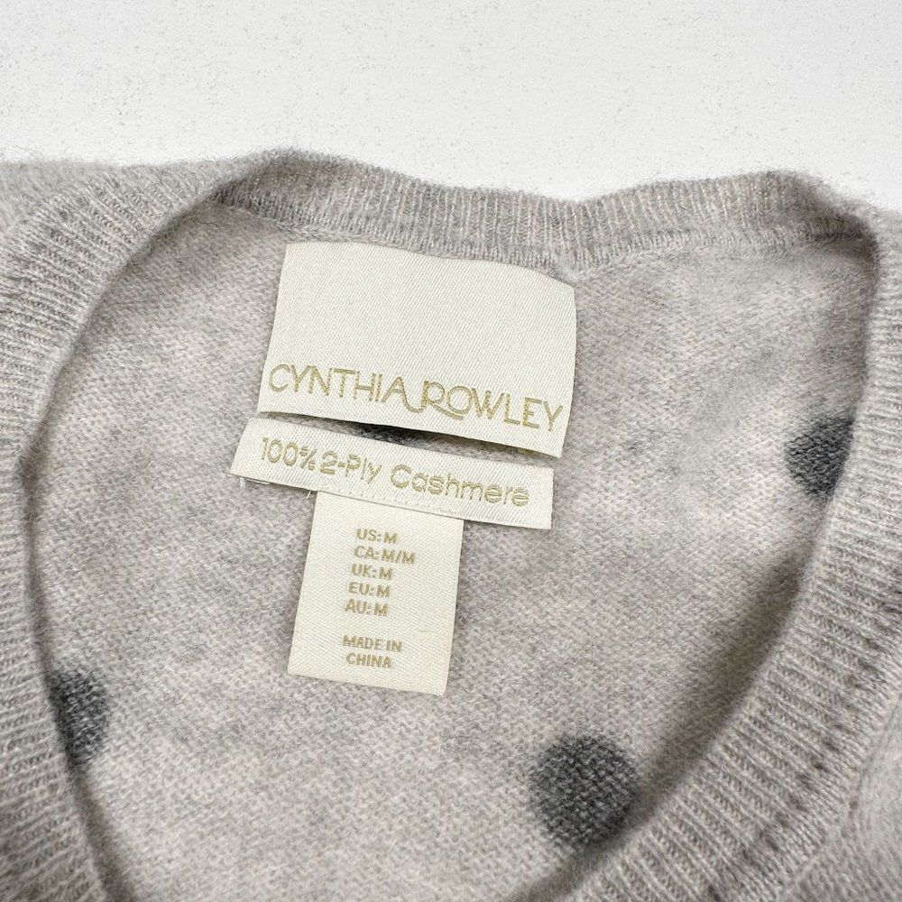 Cynthia Rowley 100% 2 Ply Cashmere Polka Dot Gray Sweater Womens Size M Medium - Picture 6 of 6